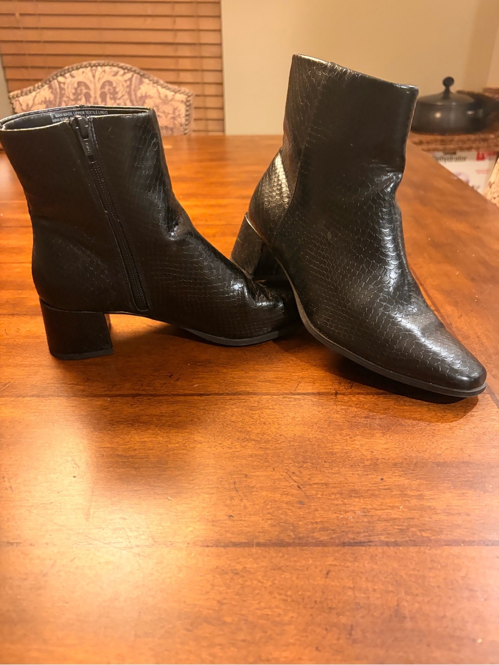 a new day Black Snakeskin-Texture Ankle Booties